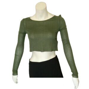 Olive Long Sleeve Crop Top